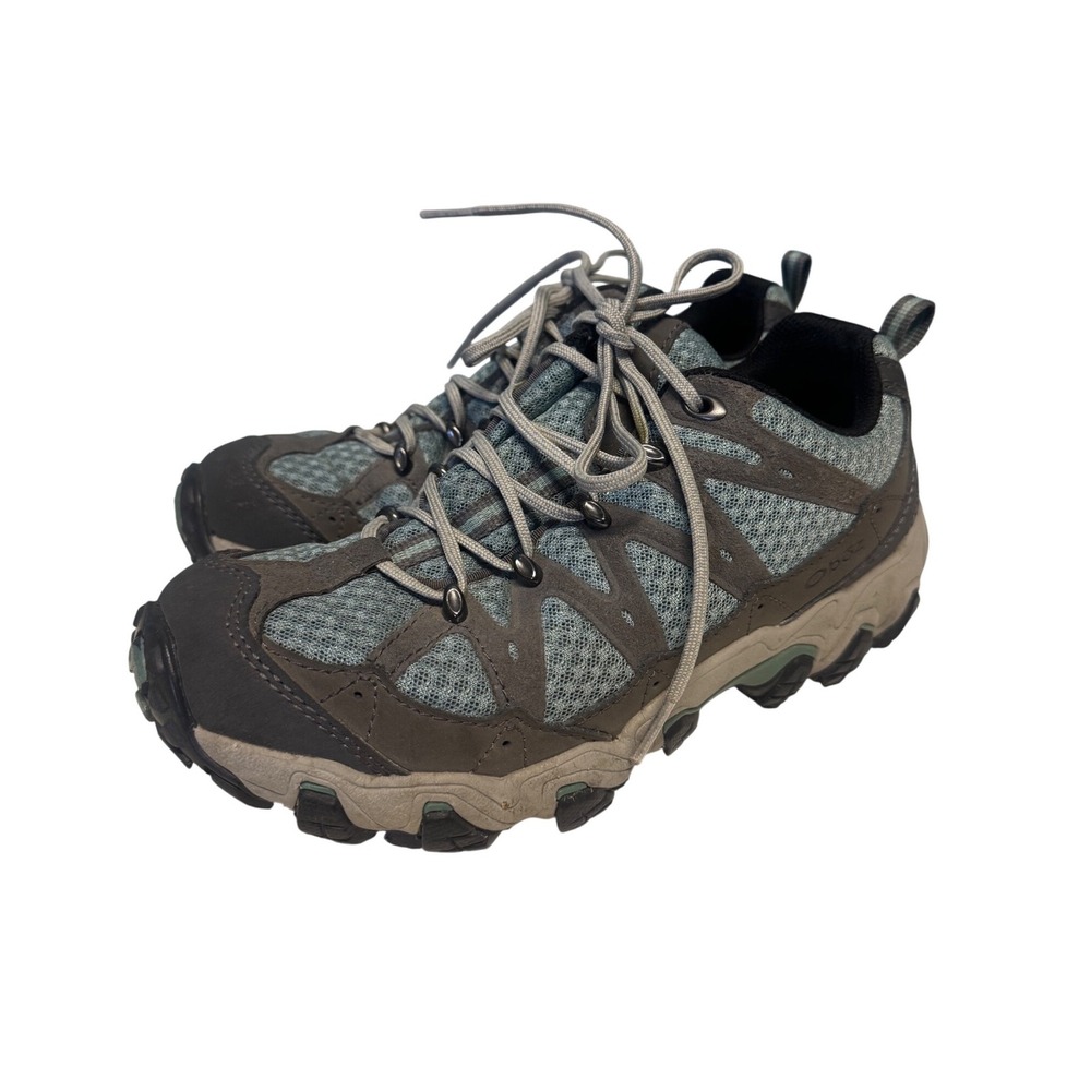 Oboz Sawtooth Low Hiking‎ Shoes Womens 7 Gray Blue Trail Sneakers EG21802MB0914